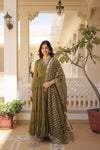 Premium Designer Gown with Dupatta - 5 Layer Frill Stitching