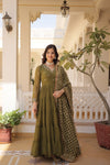 Premium Designer Gown with Dupatta - 5 Layer Frill Stitching