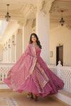 Premium Designer Gown with Dupatta - 5 Layer Frill Stitching