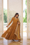 Premium Designer Gown with Dupatta - 5 Layer Frill Stitching