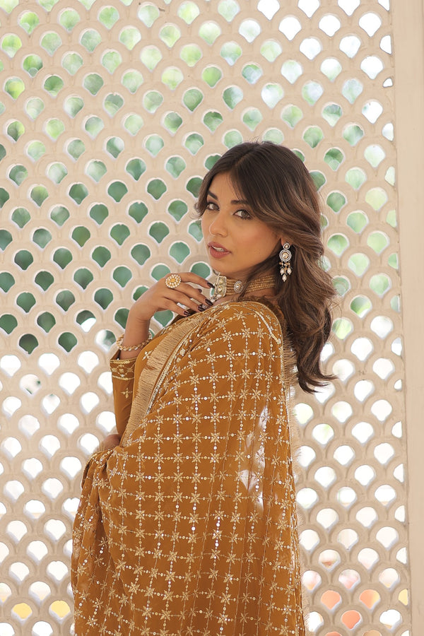 Premium Designer Gown with Dupatta - 5 Layer Frill Stitching