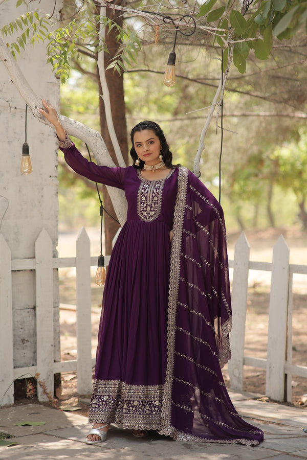 Premium Designer Gown with Dupatta Five Layer Frill Stitching