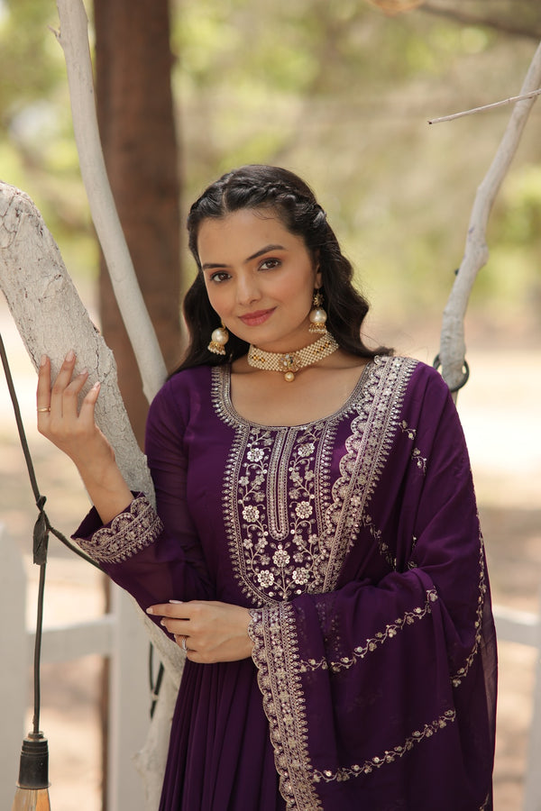 Premium Designer Gown with Dupatta Five Layer Frill Stitching