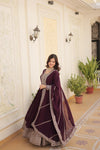 Premium Designer Gown with Dupatta Five Layer Frill Stitching
