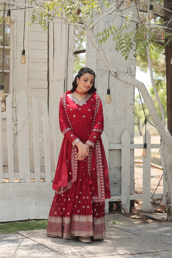 Premium Gown with Dupatta Matching Embroidery Work