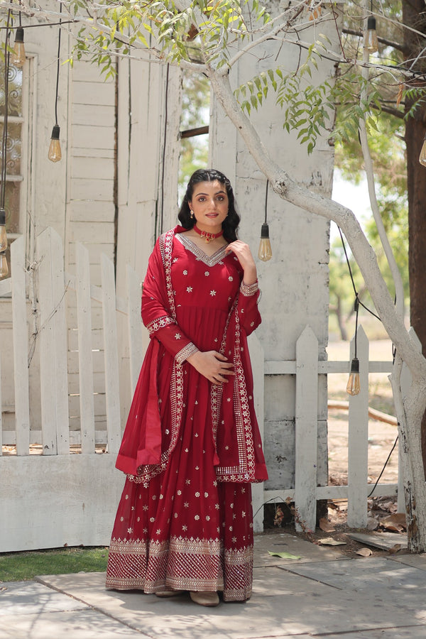 Premium Gown with Dupatta Matching Embroidery Work