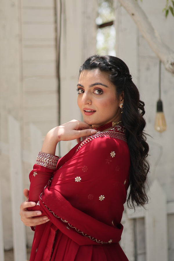 Premium Gown with Dupatta Matching Embroidery Work