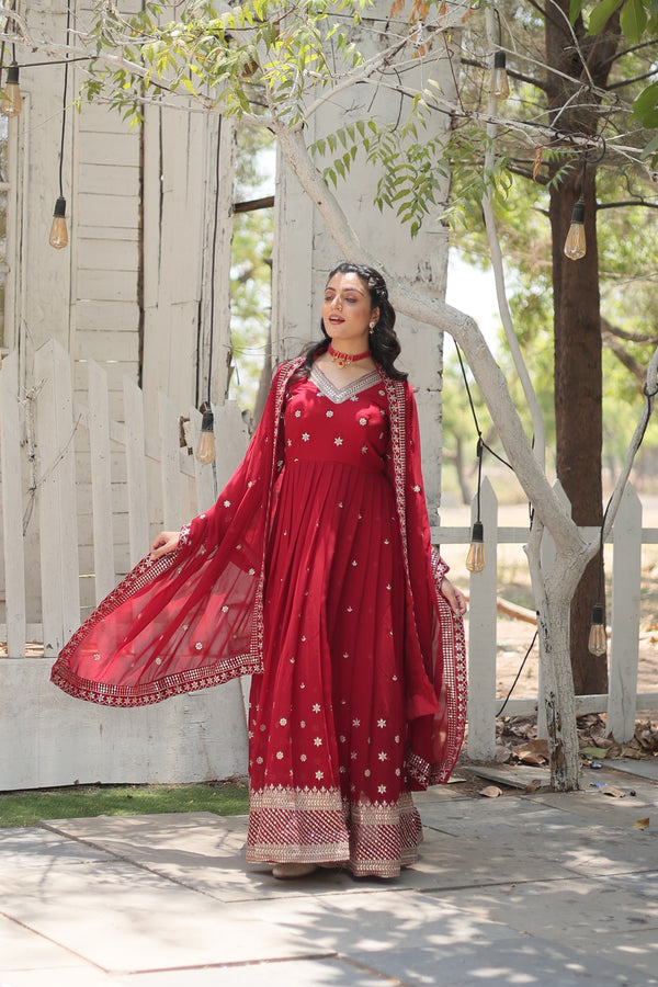 Premium Gown with Dupatta Matching Embroidery Work