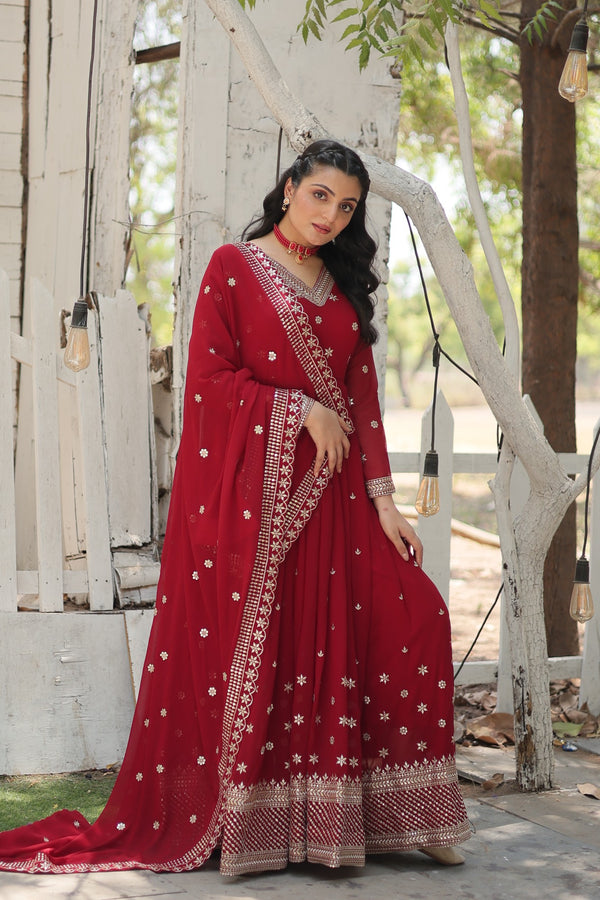 Premium Gown with Dupatta Matching Embroidery Work