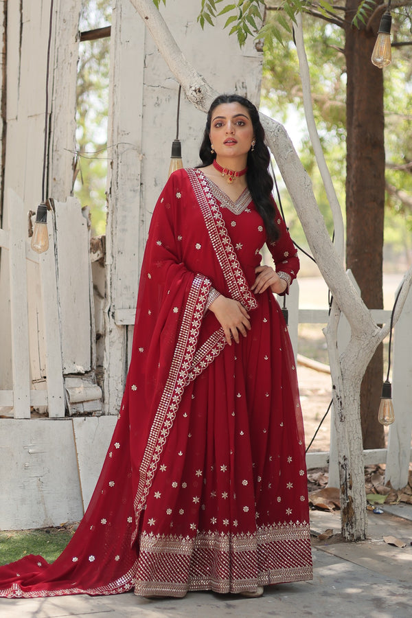Premium Gown with Dupatta Matching Embroidery Work