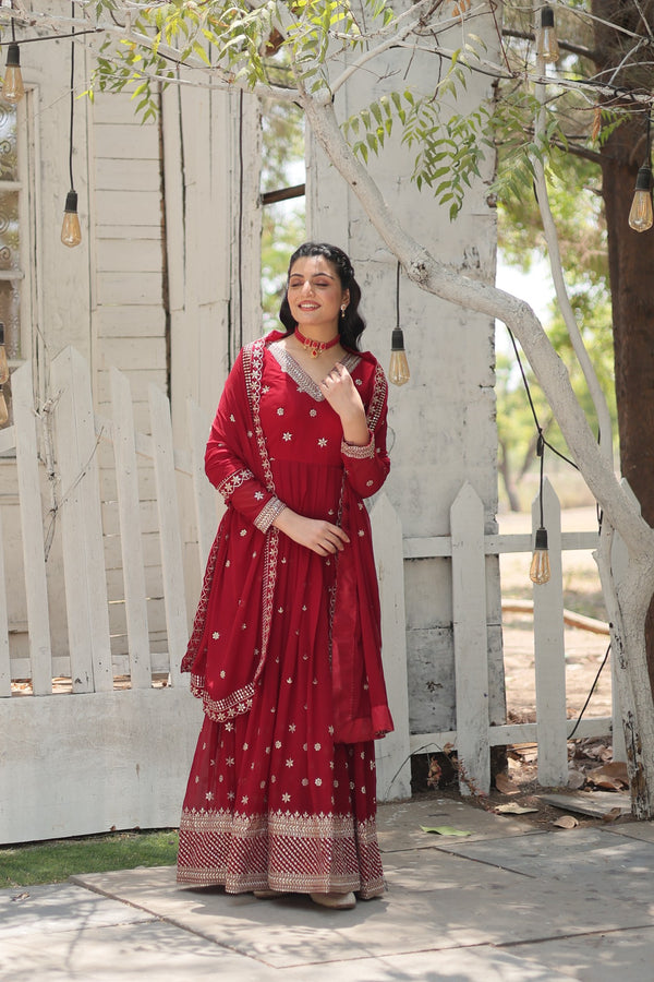 Premium Gown with Dupatta Matching Embroidery Work