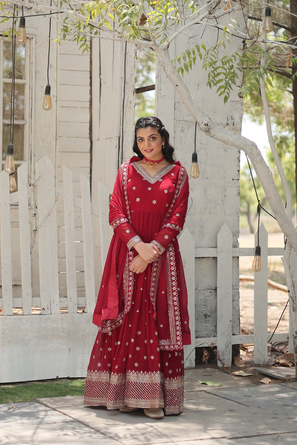 Premium Gown with Dupatta Matching Embroidery Work