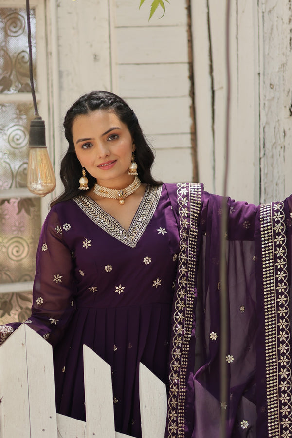 Premium Gown with Dupatta Matching Embroidery Work