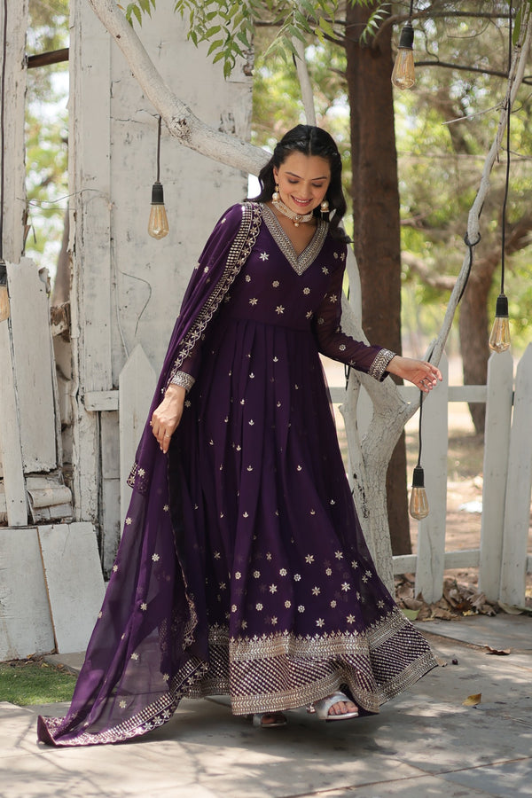 Premium Gown with Dupatta Matching Embroidery Work
