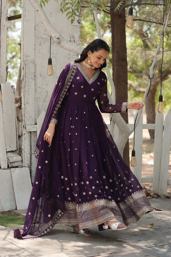 Premium Gown with Dupatta Matching Embroidery Work