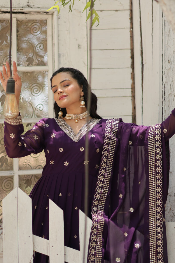 Premium Gown with Dupatta Matching Embroidery Work