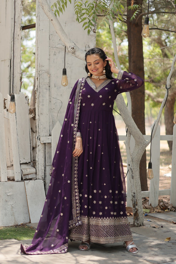 Premium Gown with Dupatta Matching Embroidery Work