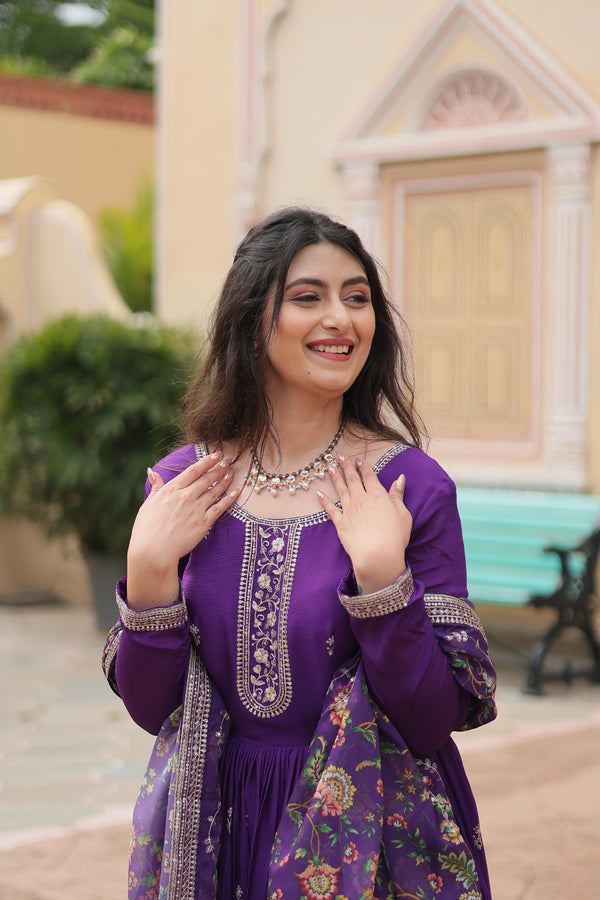 Premium Designer Readymade Gown Collection Chinon With Rich Sequins Embroidered Work