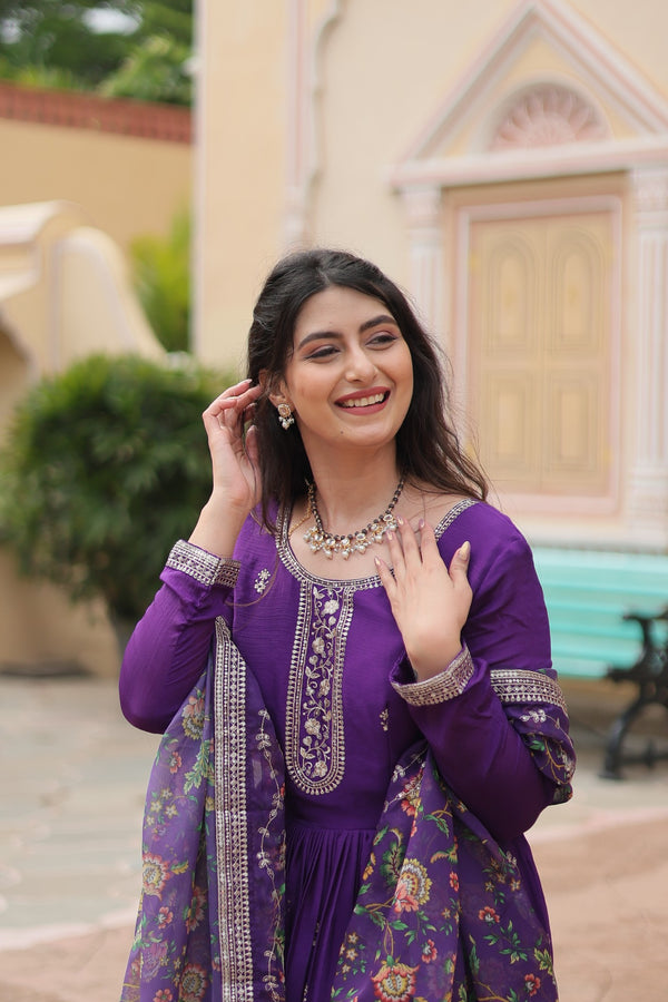 Premium Designer Readymade Gown Collection Chinon With Rich Sequins Embroidered Work