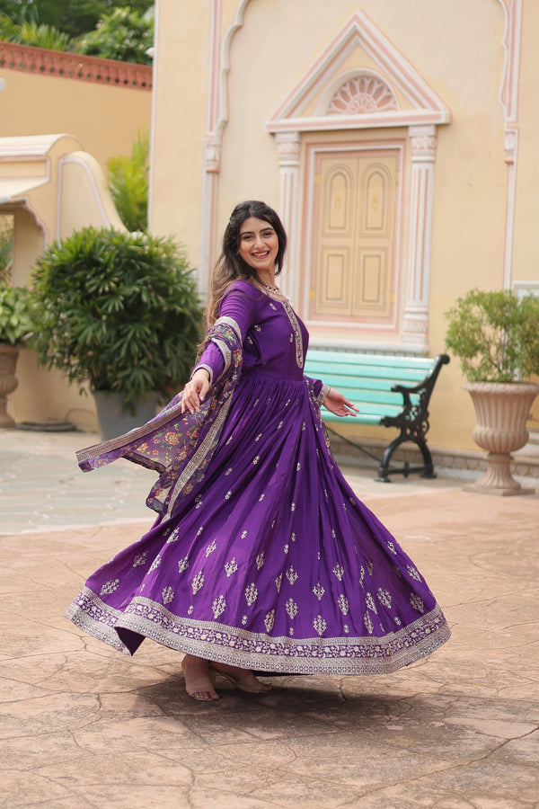 Premium Designer Readymade Gown Collection Chinon With Rich Sequins Embroidered Work