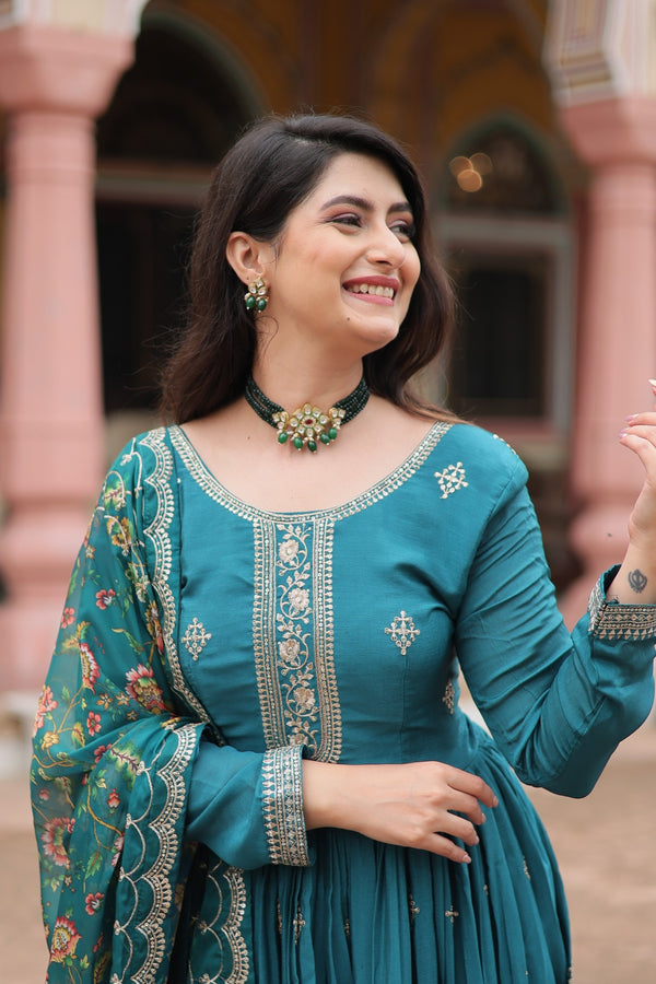 Premium Designer Readymade Gown Collection Chinon With Rich Sequins Embroidered Work