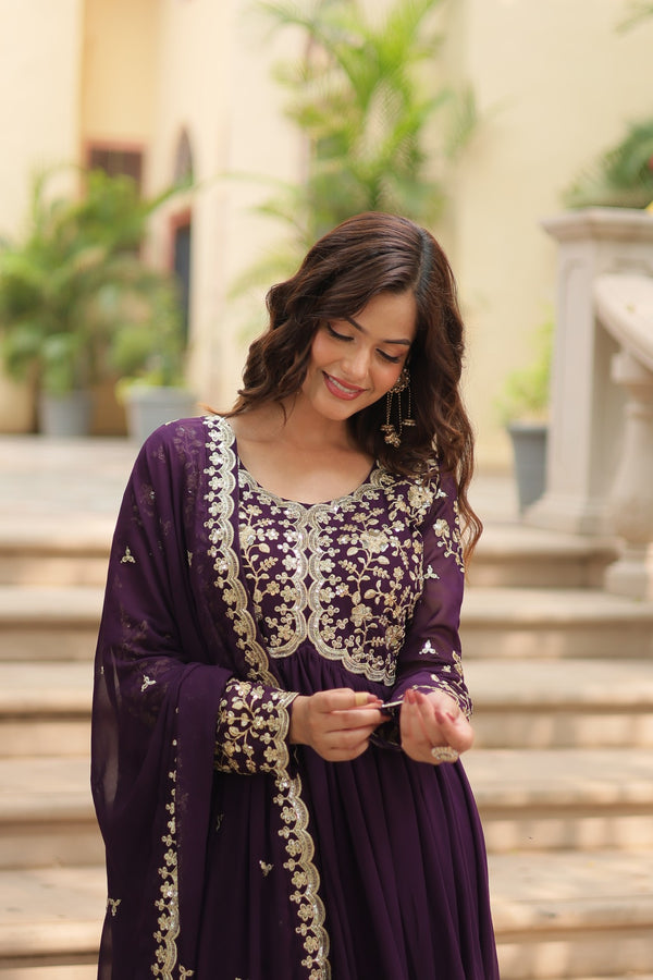 Premium Readymade Gown Collection Gown with Sequins-Multi Embroidered Work