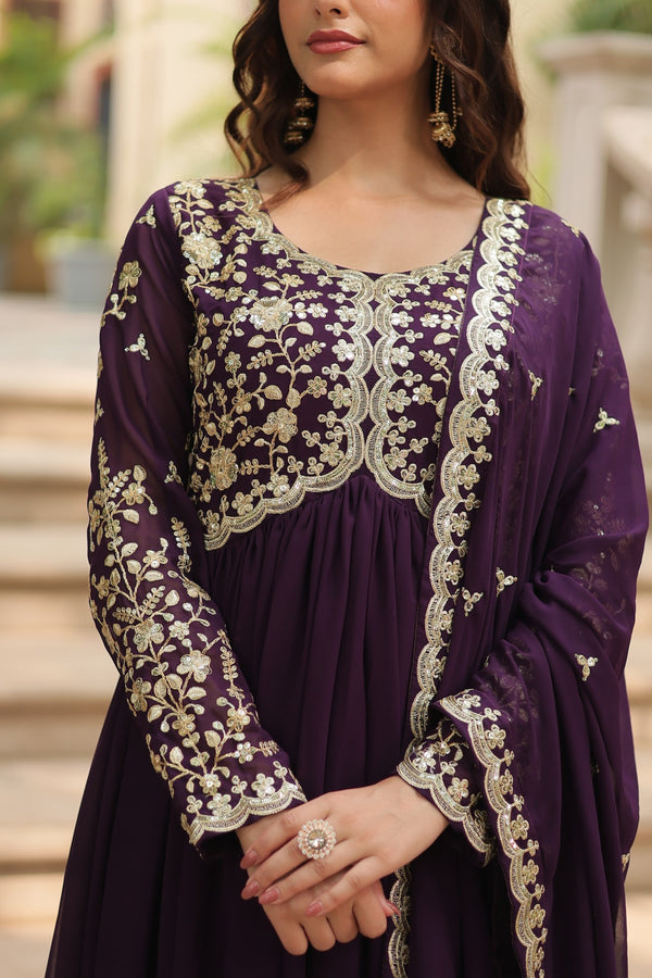 Premium Readymade Gown Collection Gown with Sequins-Multi Embroidered Work