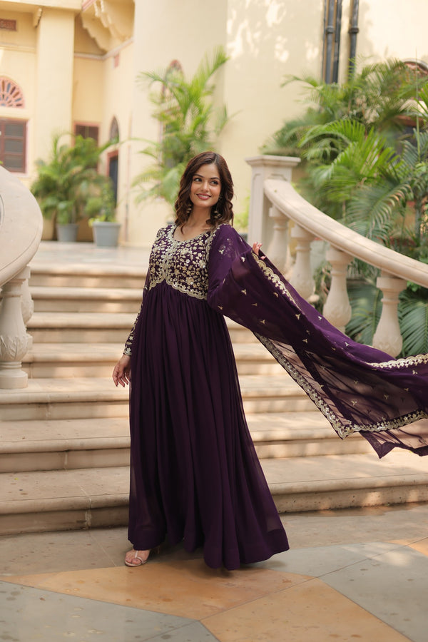 Premium Readymade Gown Collection Gown with Sequins-Multi Embroidered Work