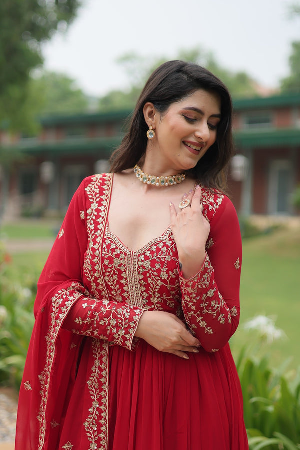 Premium Readymade gown Collection Faux Blooming Gown with Sequins-Multi Embroidered Work