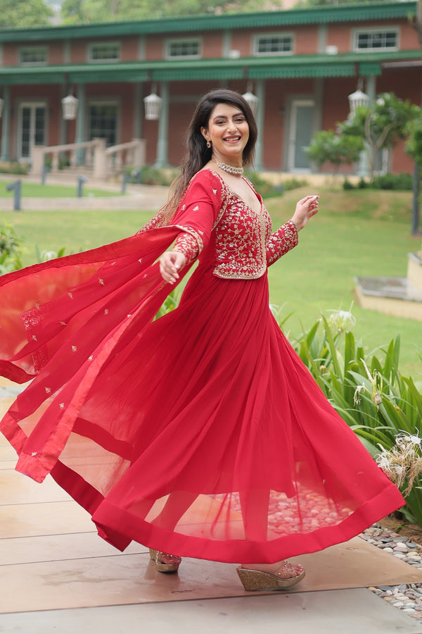 Premium Readymade gown Collection Faux Blooming Gown with Sequins-Multi Embroidered Work