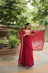GOWN WITH DUPATTA COLLECTIONS Faux Blooming Gown with Sequins Embroidery