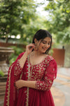 GOWN WITH DUPATTA COLLECTIONS Faux Blooming Gown with Sequins Embroidery
