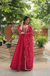 GOWN WITH DUPATTA COLLECTIONS Faux Blooming Gown with Sequins Embroidery