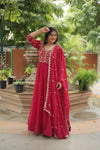 GOWN WITH DUPATTA COLLECTIONS Faux Blooming Gown with Sequins Embroidery
