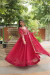 GOWN WITH DUPATTA COLLECTIONS Faux Blooming Gown with Sequins Embroidery