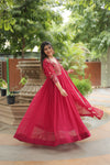 GOWN WITH DUPATTA COLLECTIONS Faux Blooming Gown with Sequins Embroidery