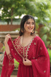 GOWN WITH DUPATTA COLLECTIONS Faux Blooming Gown with Sequins Embroidery