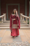 Faux Georgette Kurta with Sequins Embroidery, Viscose Jacquard Sharara & Cutwork Dupatta