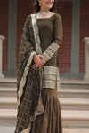 Faux Georgette Kurta with Sequins Embroidery, Viscose Jacquard Sharara & Cutwork Dupatta