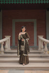 Faux Georgette Kurta with Sequins Embroidery, Viscose Jacquard Sharara & Cutwork Dupatta
