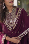 Faux Blooming Georgette Gown with Rich Sequins Embroidery & Lace-Embroidered Dupatta