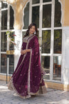 Faux Blooming Georgette Gown with Rich Sequins Embroidery & Lace-Embroidered Dupatta