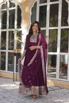 Faux Blooming Georgette Gown with Rich Sequins Embroidery & Lace-Embroidered Dupatta