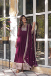 Faux Blooming Georgette Gown with Rich Sequins Embroidery & Lace-Embroidered Dupatta