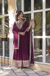 Faux Blooming Georgette Gown with Rich Sequins Embroidery & Lace-Embroidered Dupatta