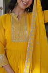 Faux Blooming Georgette Gown with Rich Sequins Embroidery & Lace-Embroidered Dupatta
