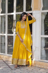 Faux Blooming Georgette Gown with Rich Sequins Embroidery & Lace-Embroidered Dupatta