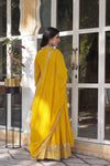 Faux Blooming Georgette Gown with Rich Sequins Embroidery & Lace-Embroidered Dupatta