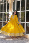 Faux Blooming Georgette Gown with Rich Sequins Embroidery & Lace-Embroidered Dupatta