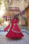 Readymade Solid Georgette Gown With Sequins Embroidered Dupatta